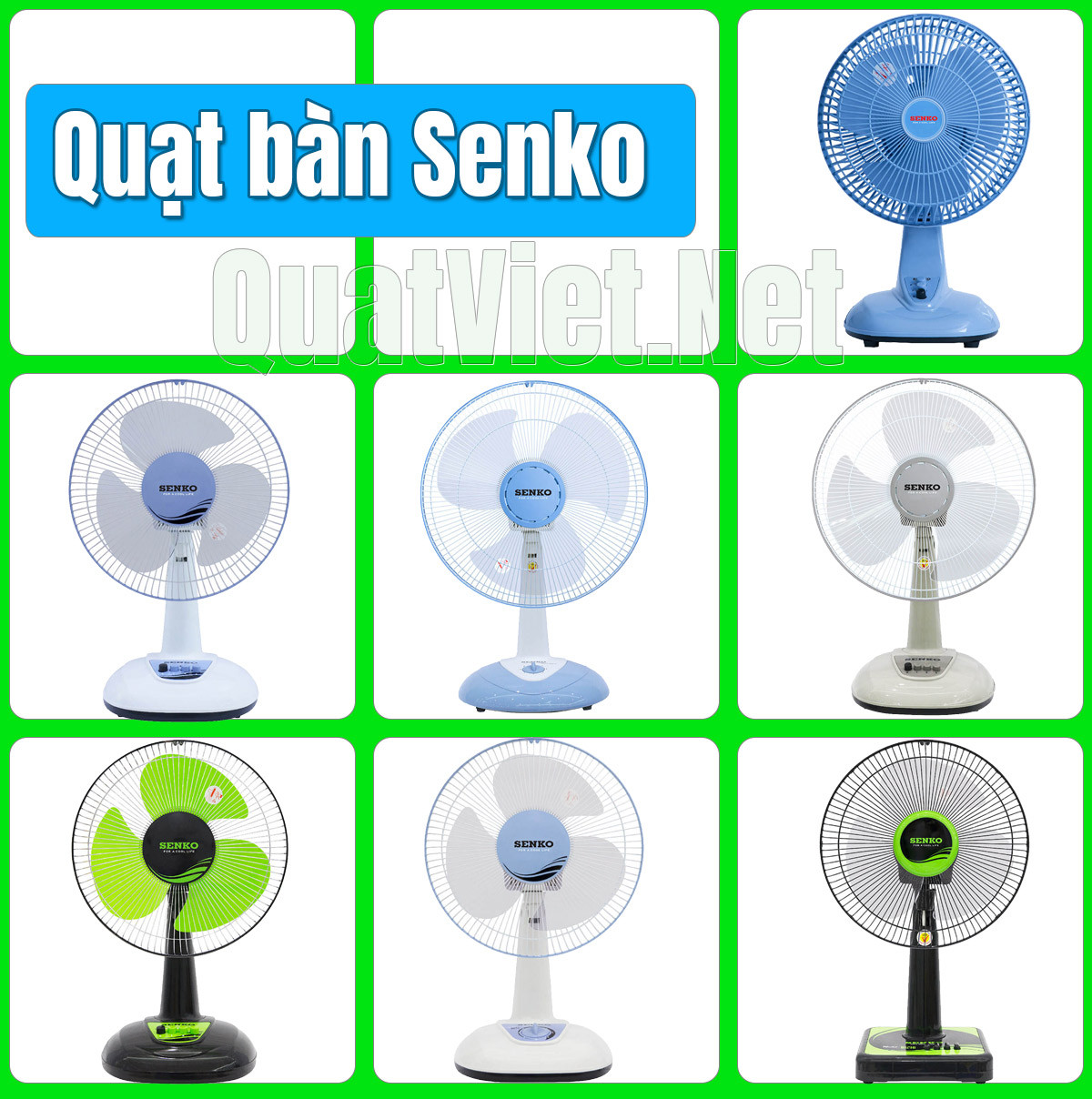 Quạt bàn Senko nhỏ gọn, màu sắc tươi sáng, phù hợp đặt trên bàn học hoặc bàn làm việc
