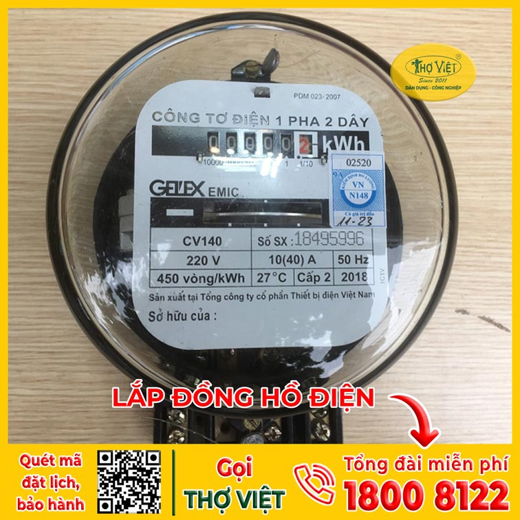 Đồng hồ công tơ điện 1 pha 2 dây thường dùng trong gia đình