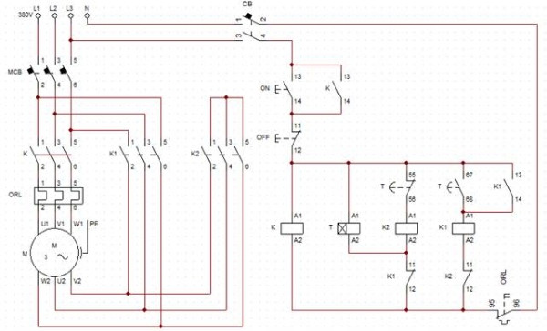 Sơ đồ mạch điều khiển khởi động sao tam giác tối ưu hóa với Timer