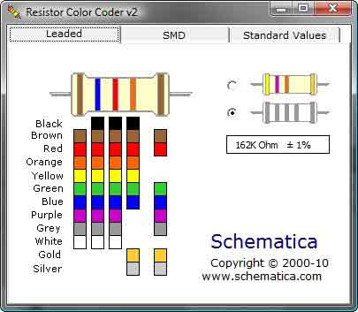 Giao diện phần mềm Resistor Color Coder giúp đọc giá trị điện trở từ mã màu nhanh chóng và chính xác