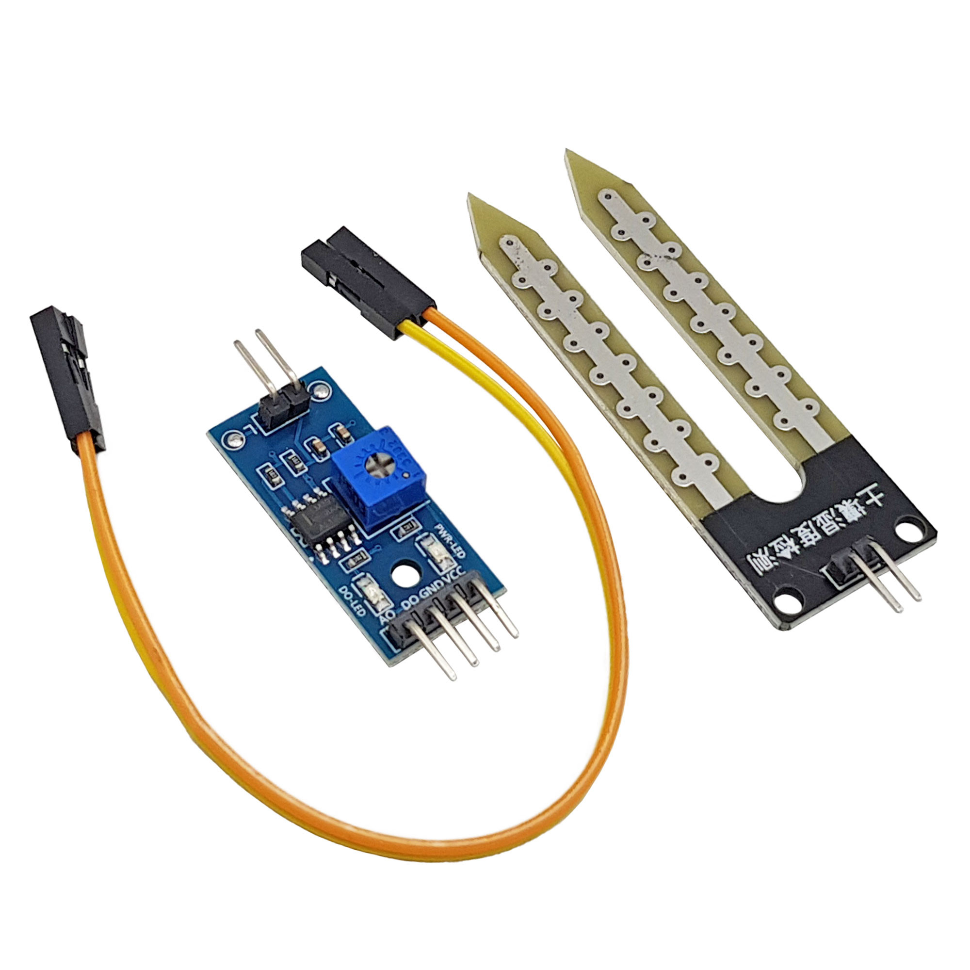 Hình ảnh thực tế cảm biến độ ẩm đất và module điều khiển