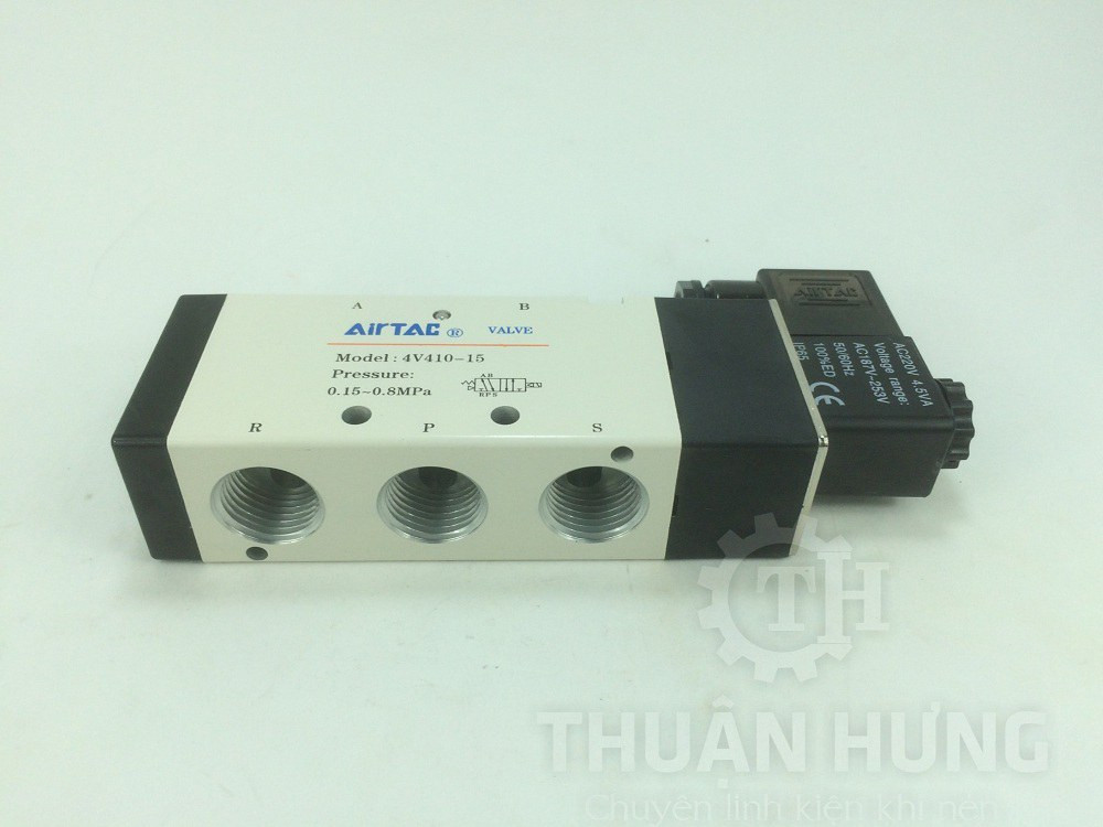 Cổng cấp khí và cổng xả ở mặt dưới van điện từ AIRTAC 4V410-15