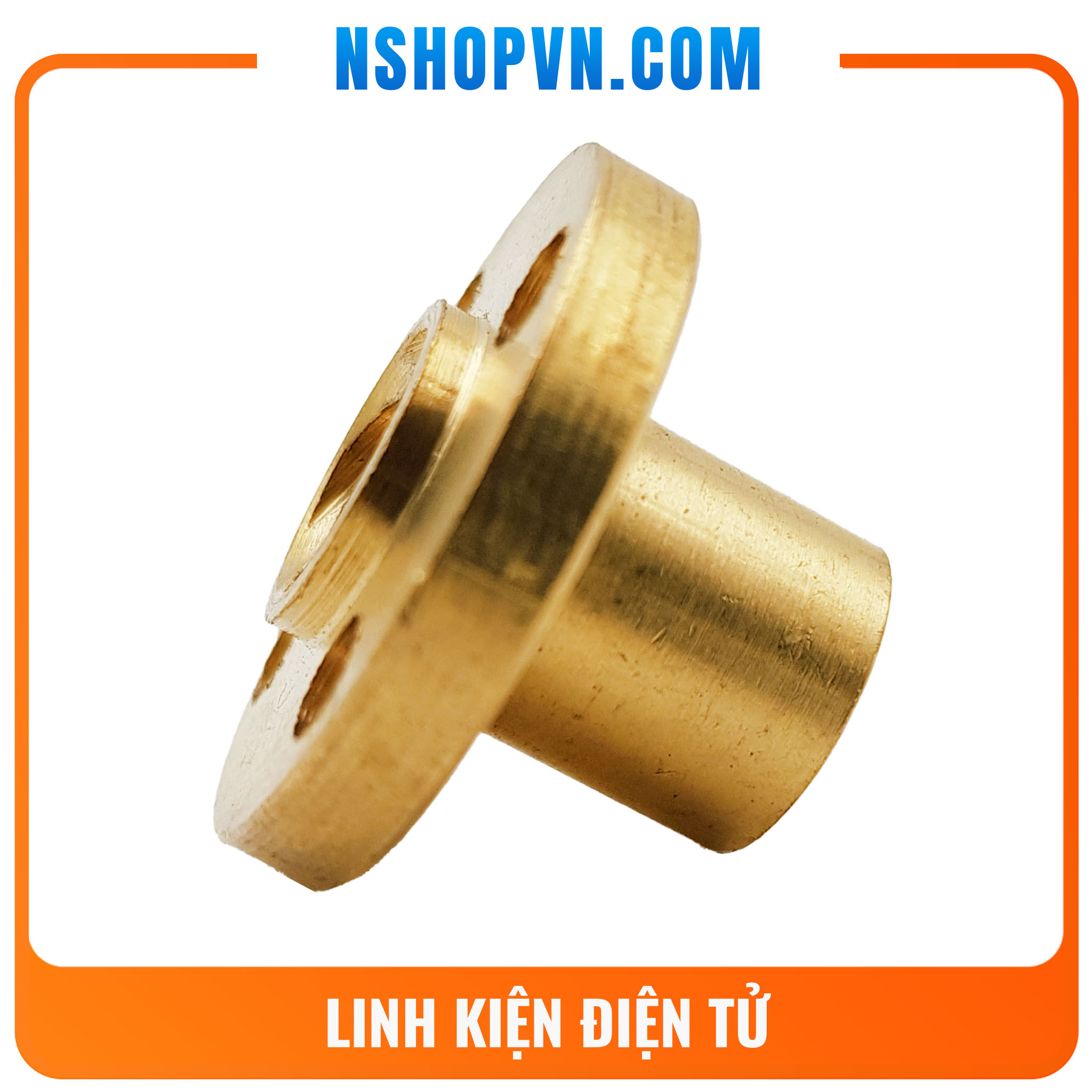 Cận cảnh đai ốc vít me T8 chất liệu đồng, chi tiết ren