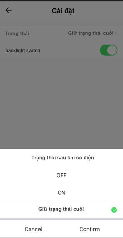 Giao diện ứng dụng điều khiển công tắc thông minh qua điện thoại