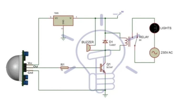 Sơ đồ mạch cơ bản của cảm biến phát hiện người