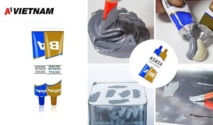 Keo AB epoxy 2 thành phần chuyên dụng dán kim loại chịu nhiệt.