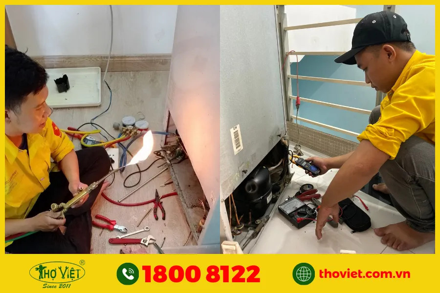Khu vực block tủ lạnh cần thao tác khi thực hiện việc thay thế.