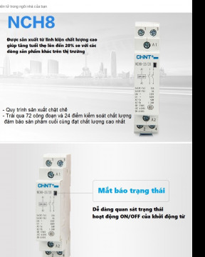 Khởi động từ 1 pha CHINT NCH825A với thiết kế nhỏ gọn