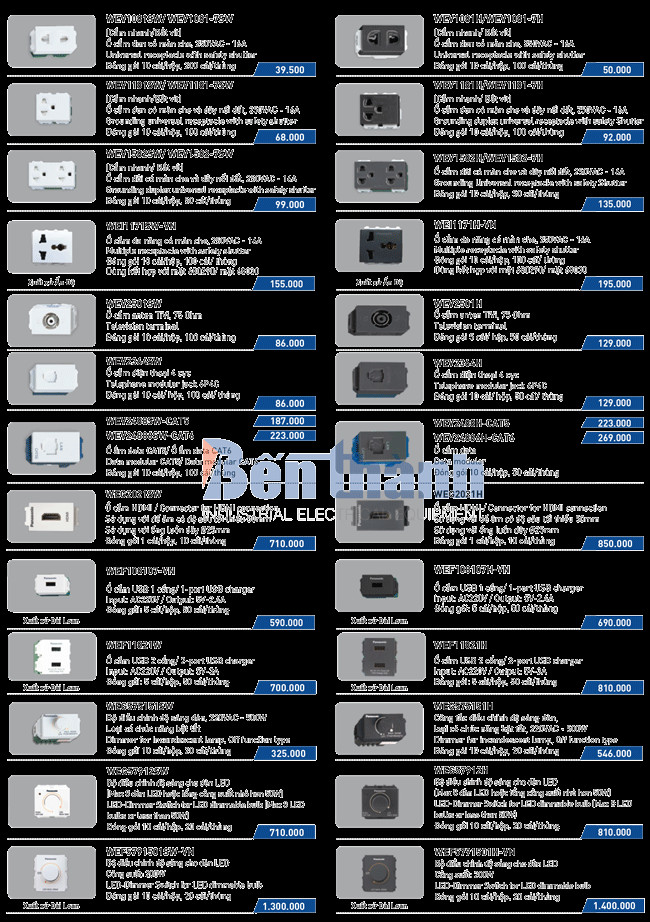 Các mẫu công tắc ổ cắm Wide Panasonic
