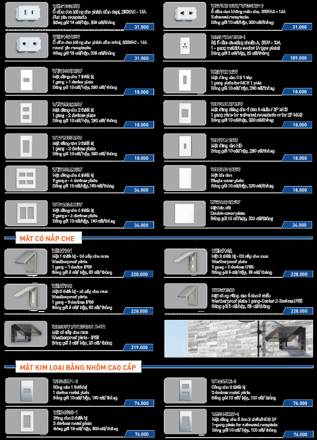 Mẫu mã đa dạng công tắc ổ cắm Panasonic Wide