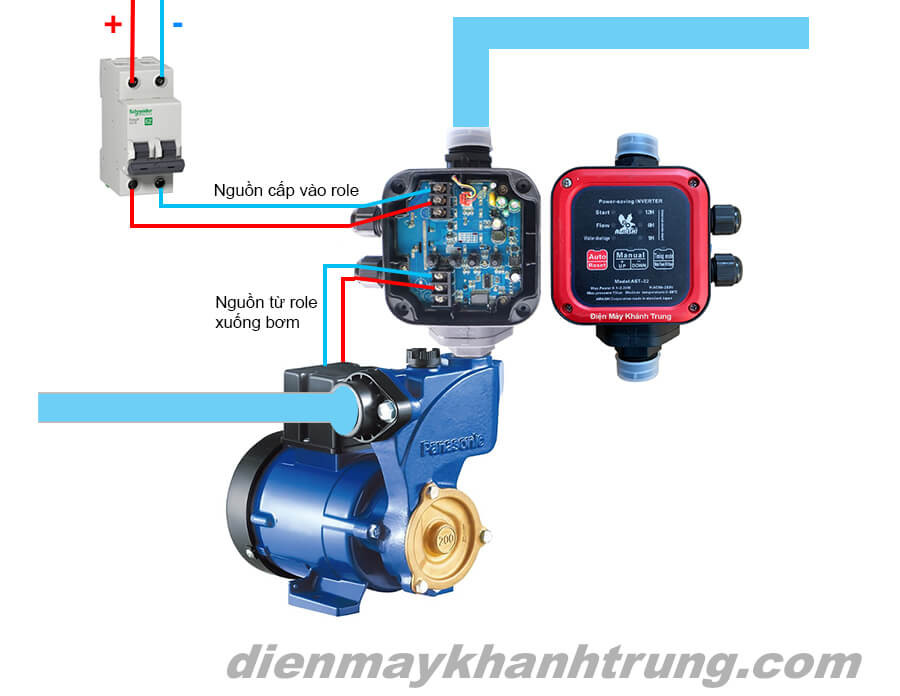 Sơ đồ lắp đặt rơ le điện tử cho máy bơm nước