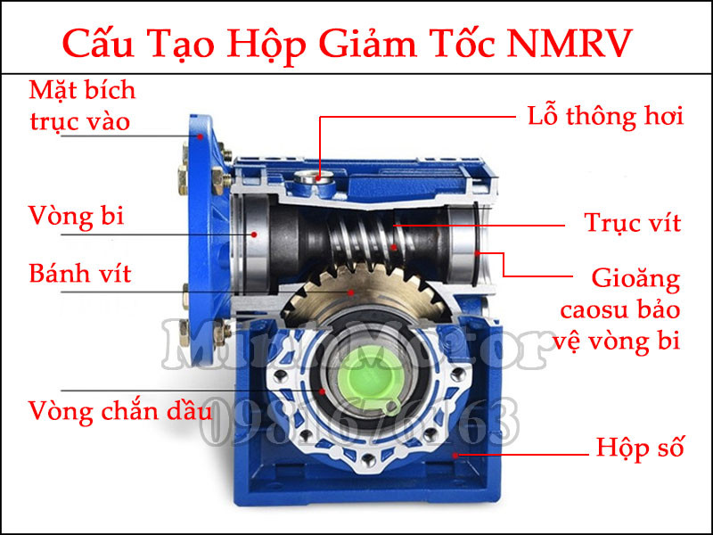 Cấu tạo hộp số giảm tốc NMRV