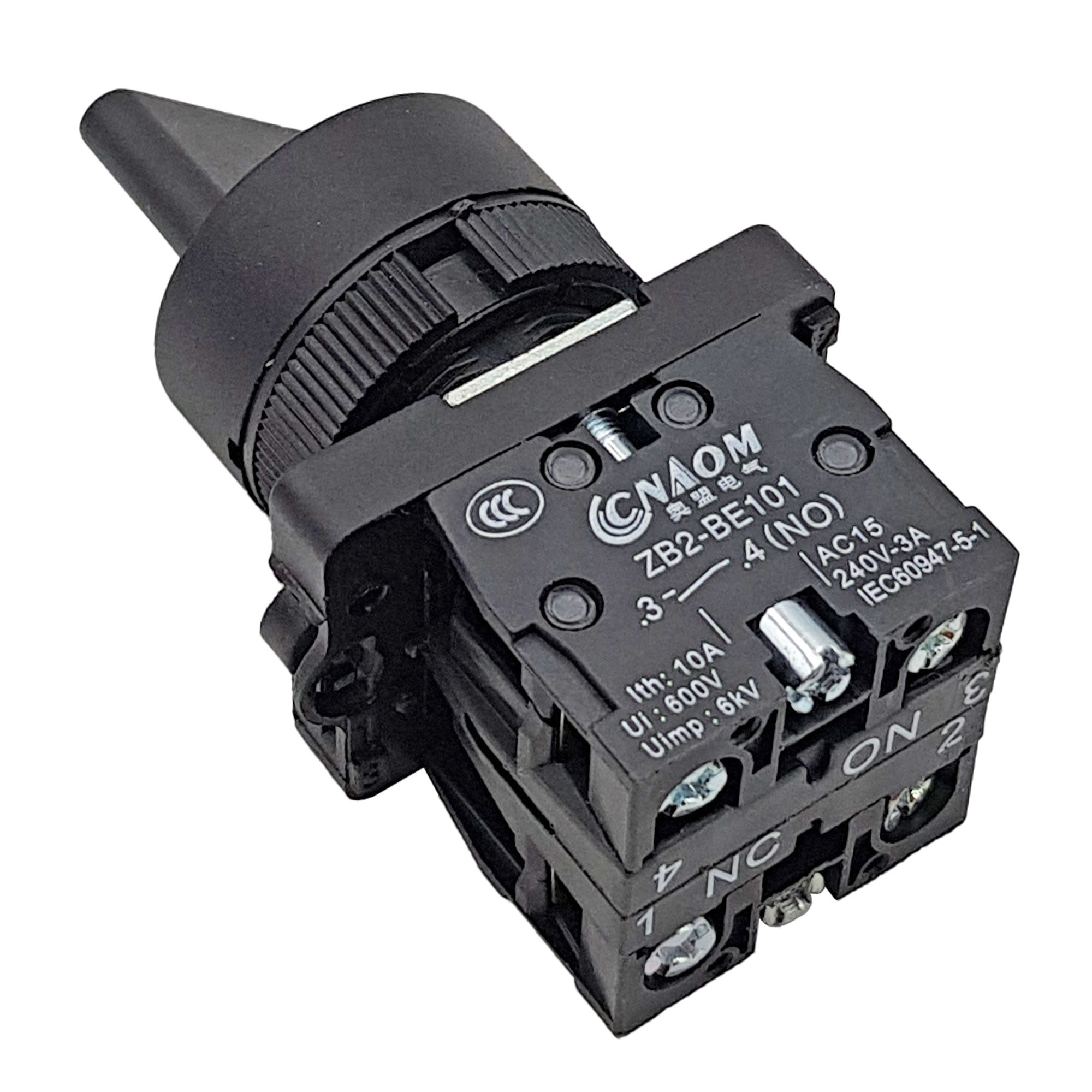 Công tắc xoay 2 vị trí ZB2-BE101 ED25 nhìn từ phía trước