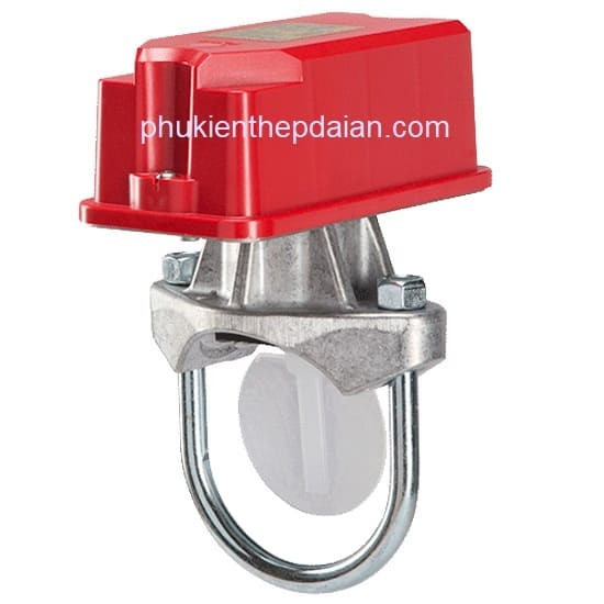 Một mẫu công tắc dòng chảy loại kẹp (clamp-on) hoặc dạng cụm, thường được sử dụng trong các hệ thống đường ống lớn hoặc PCCC.
