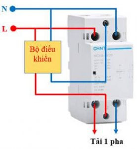 Sơ đồ đấu nối công tắc tơ 1 pha cơ bản