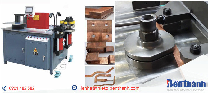 Dịch vụ gia công thanh đồng tủ điện theo yêu cầu, hình ảnh máy móc đang gia công busbar