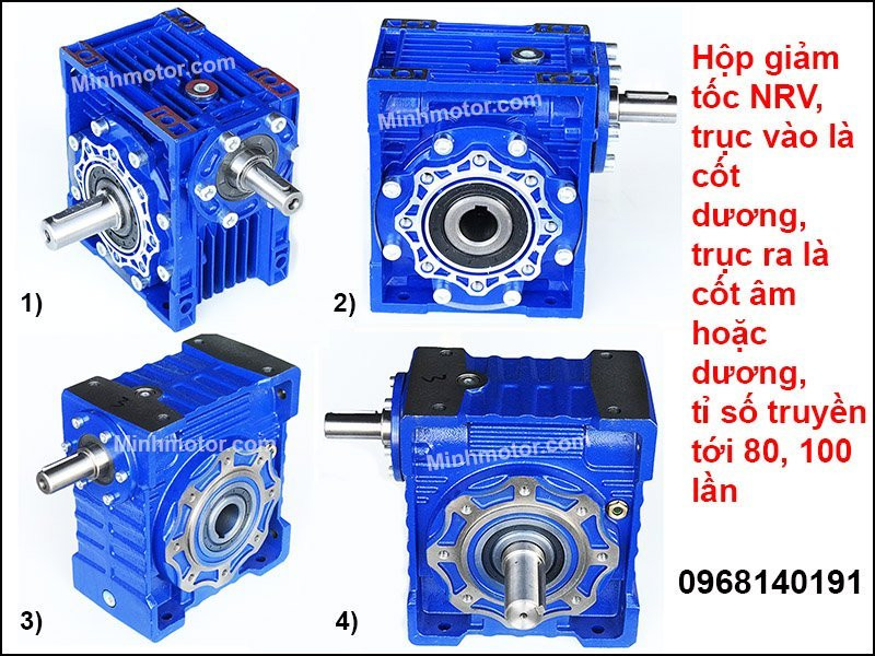 Giảm tốc trục vít 1 cấp tỷ số truyền lớn ratio 100, 80