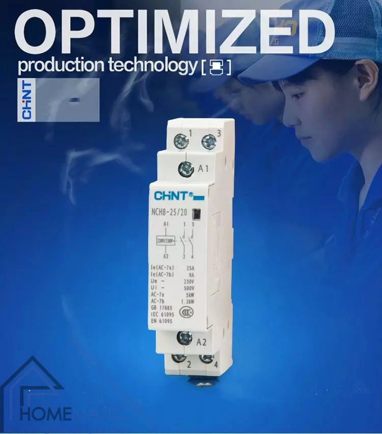 Khởi động từ 1 pha CHINT NCH8 20A/25A với thiết kế nhỏ gọn