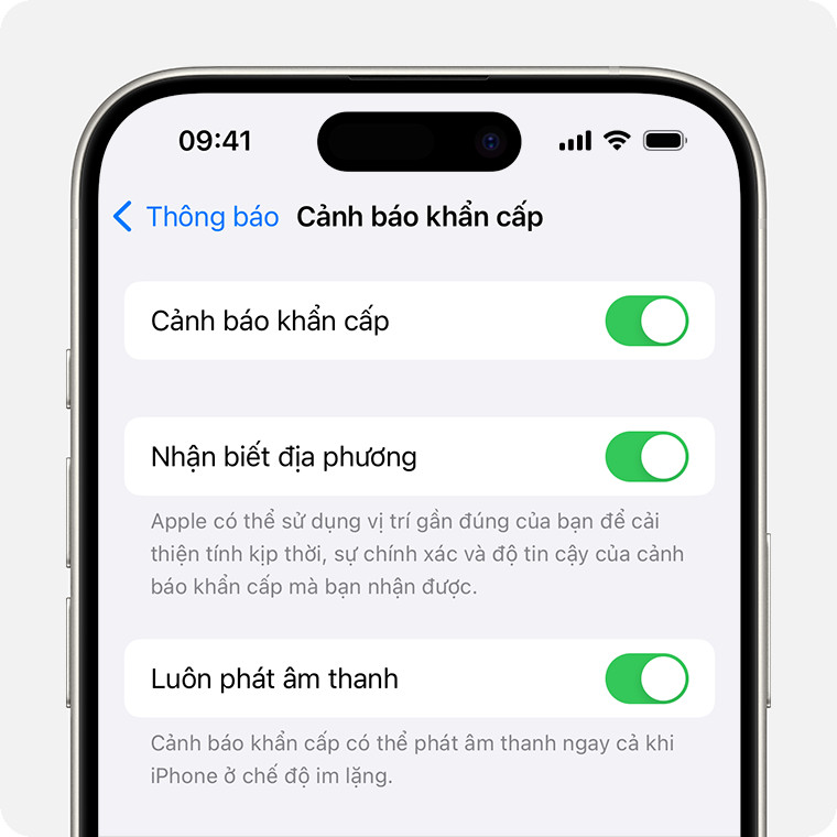 Tùy chọn Nhận thức về địa phương trên iPhone giúp tối ưu hóa âm thanh cảnh báo và thông tin khẩn cấp