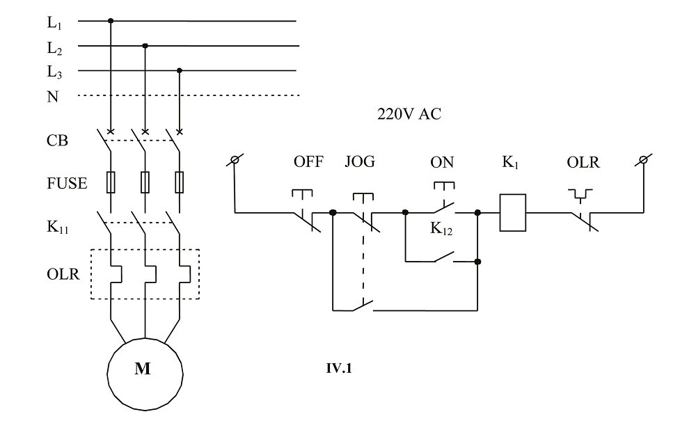 sơ đồ mạch động cơ 3 pha có thử nhấp