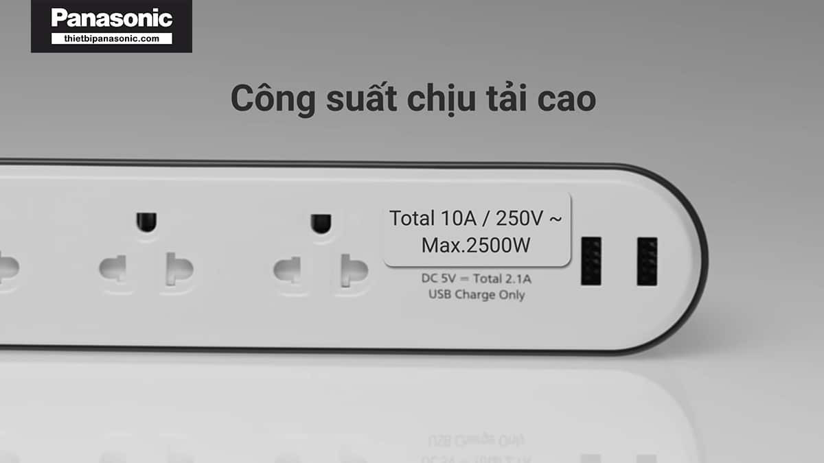 Ổ cắm điện Panasonic với khả năng chịu tải lên đến 3500W, sử dụng cho nhiều thiết bị