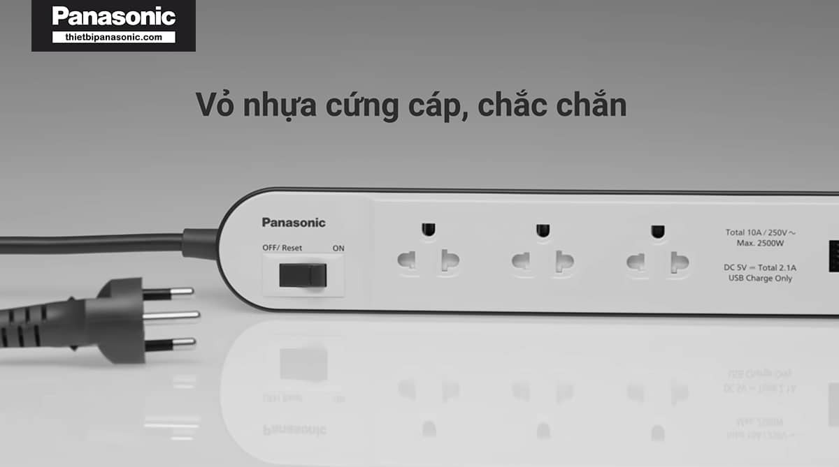 Vỏ ổ cắm nối dài Panasonic làm từ nhựa cao cấp, cứng cáp và bền bỉ