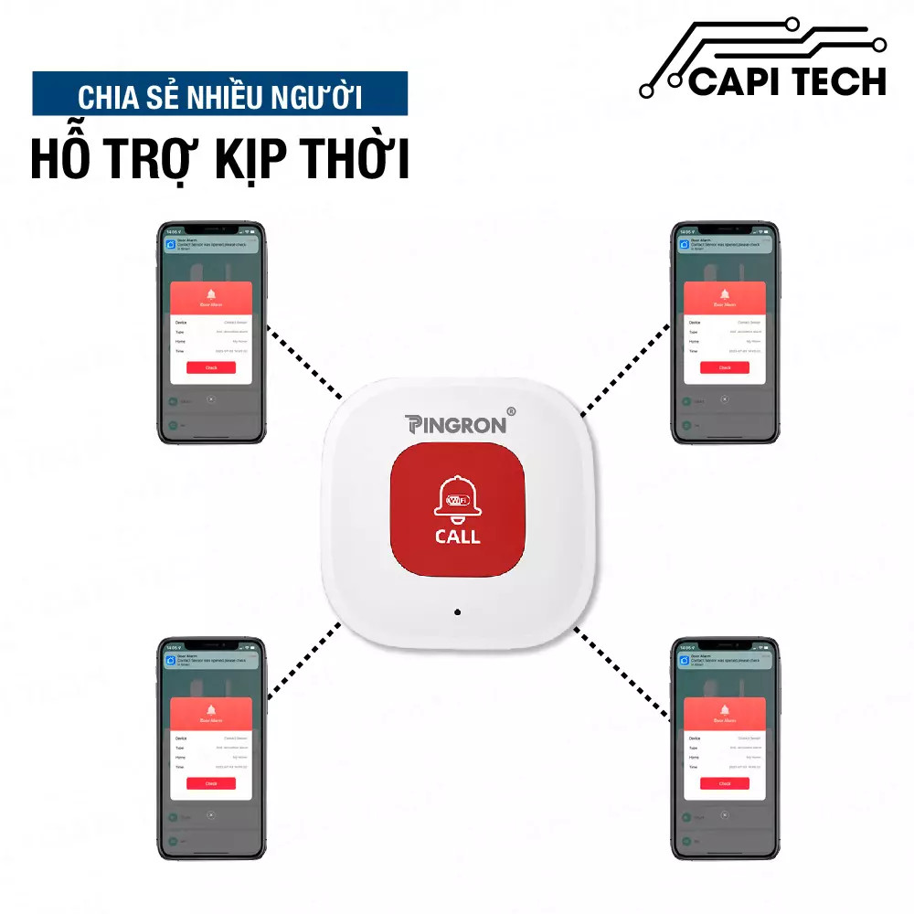 Thiết bị báo khẩn cấp Pingron N01W cho phép nhiều người cùng nhận thông báo sự cố