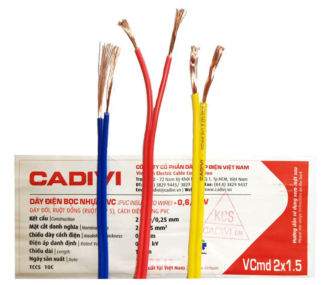 Dây điện VCmd Cadivi 2x0.5mm2 lõi đồng mềm, vỏ nhựa màu xám