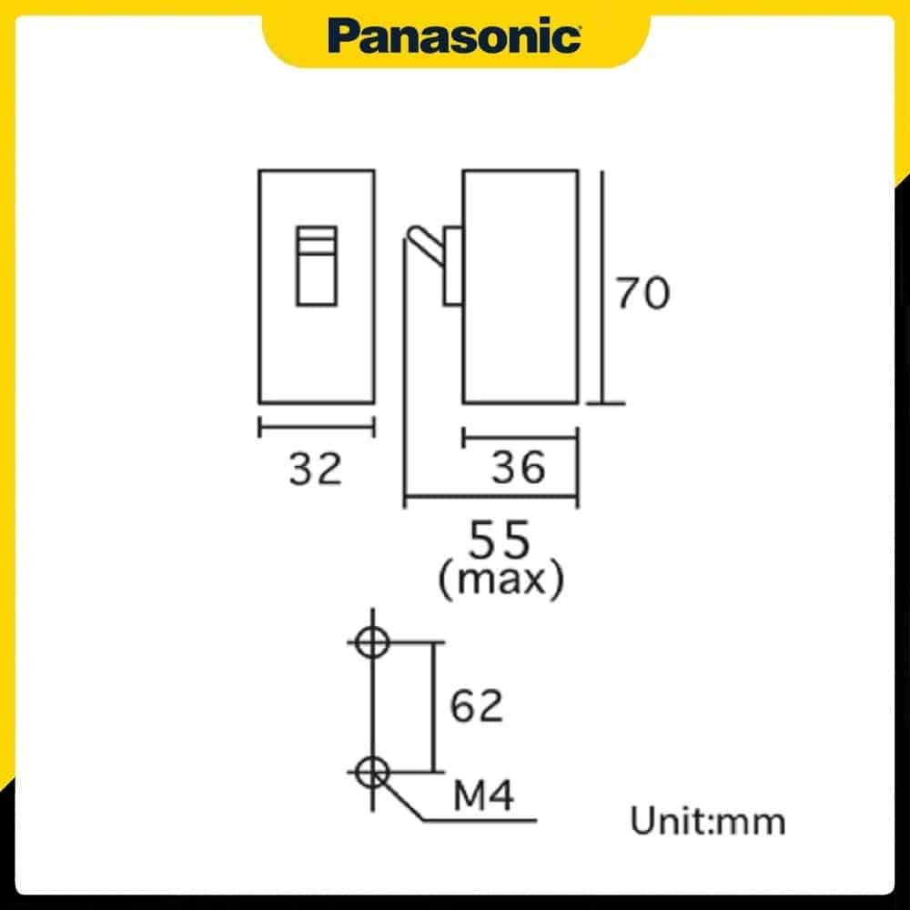 Bản vẽ kỹ thuật và kích thước chi tiết của CB Cóc Panasonic 30A BS1113TV