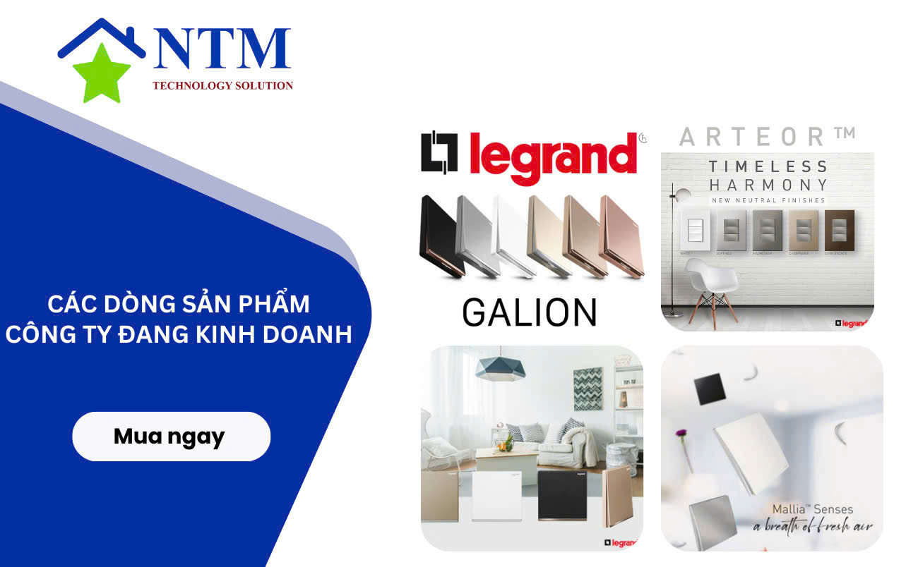Hình ảnh minh họa dòng công tắc ổ cắm Legrand Galion với thiết kế hiện đại, tinh tế