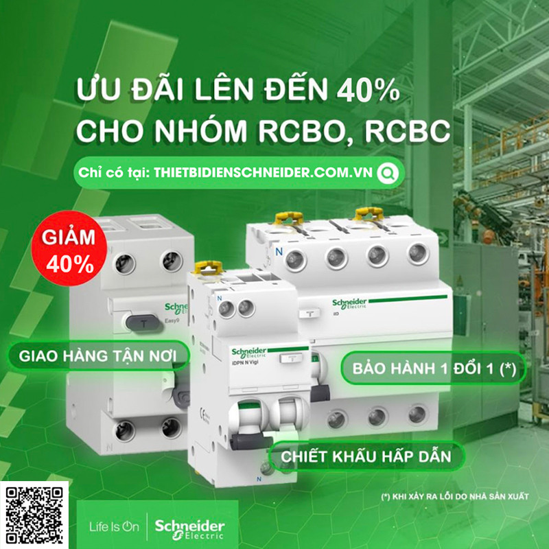 CB chống giật Schneider với các thông số kỹ thuật rõ ràng