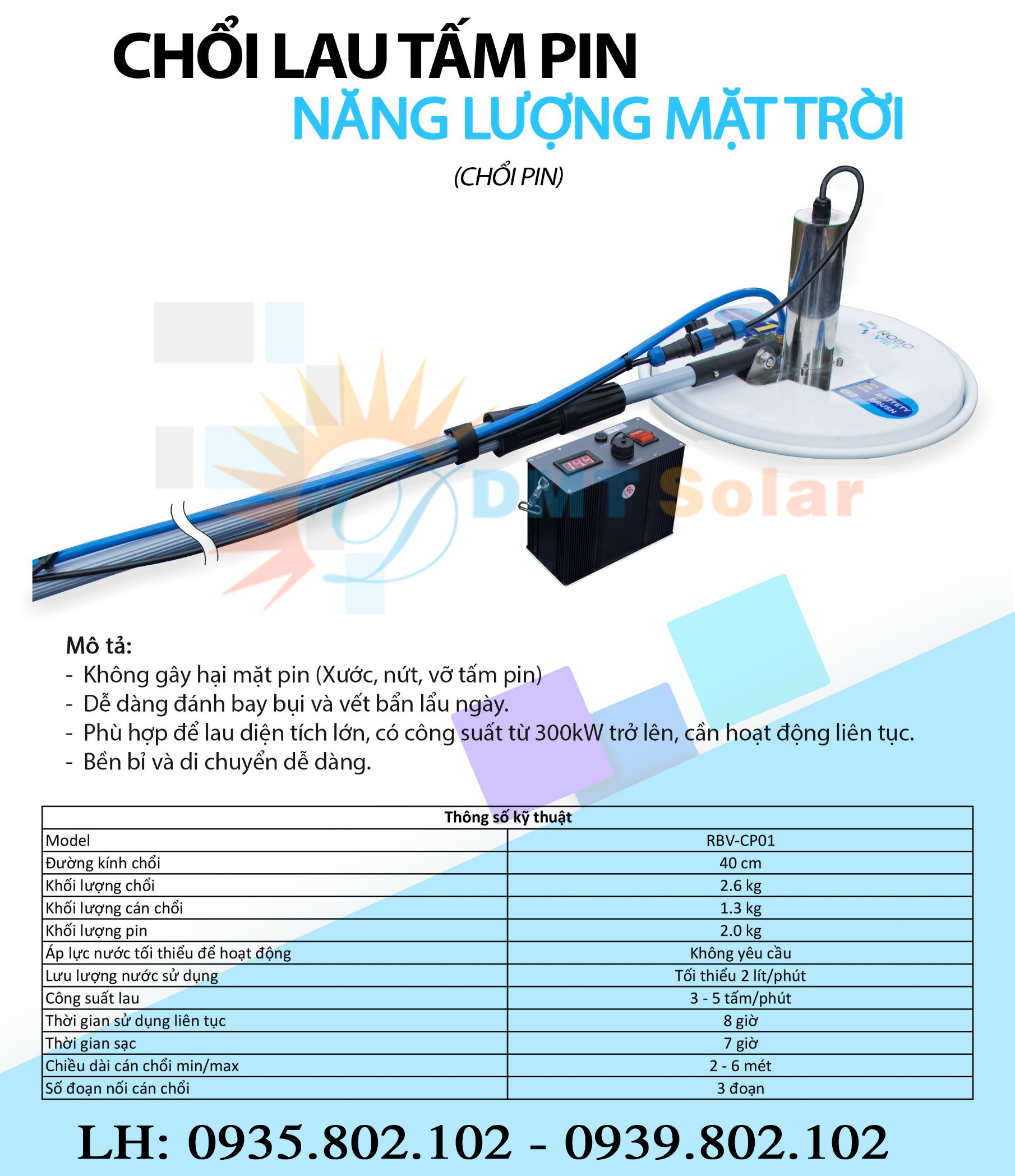 Dụng cụ vệ sinh tấm pin năng lượng mặt trời chuyên nghiệp