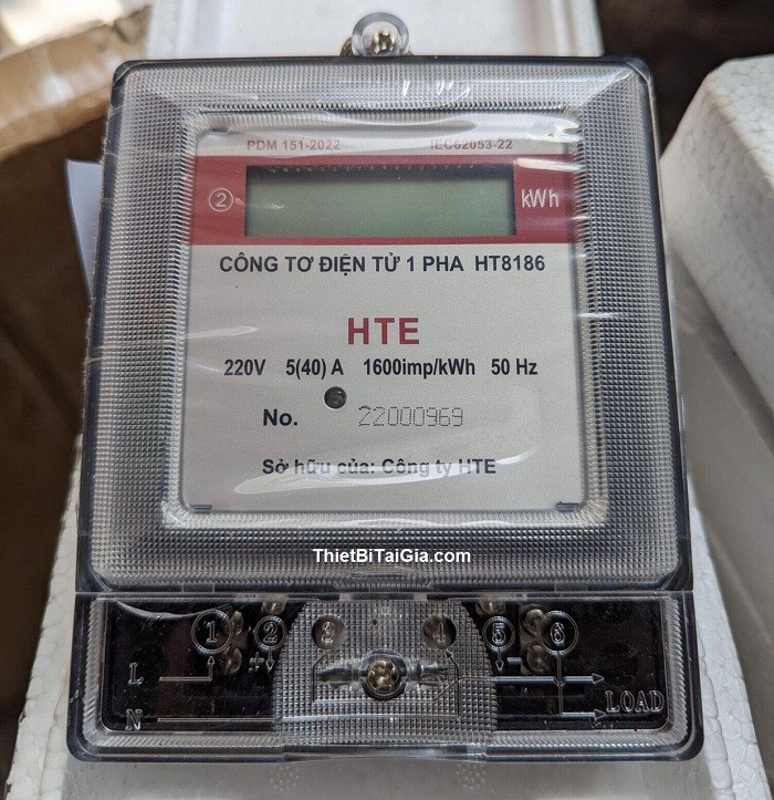 Mẫu đồng hồ công tơ điện tử 1 pha HT8186, thiết kế hiện đại, đo chính xác.