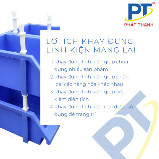 Hình ảnh minh họa lợi ích của khay nhựa đựng linh kiện trong quản lý và bảo vệ vật tư hiệu quả