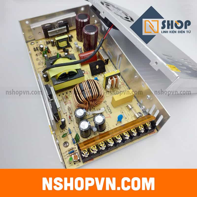 Cấu tạo bên trong nguồn tổ ong 12V 30A với các linh kiện điện tử