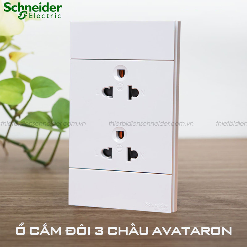 Hình ảnh ổ cắm điện 3 chấu Schneider dòng AvatarOn A màu trắng tinh tế