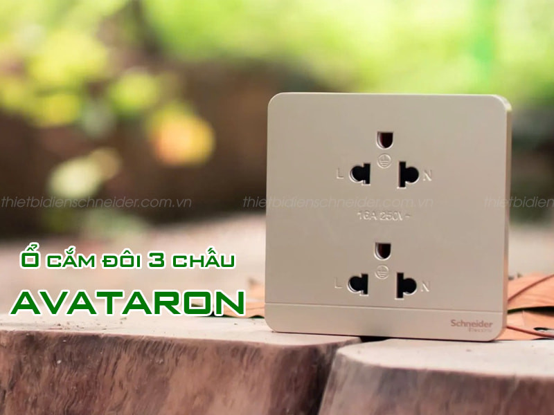Ổ cắm đôi 3 chấu Schneider AvatarOn với thiết kế hiện đại