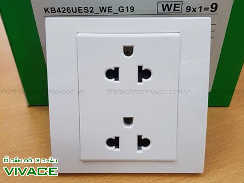 Ổ cắm Schneider 3 chấu dòng Vivace độ bền cao