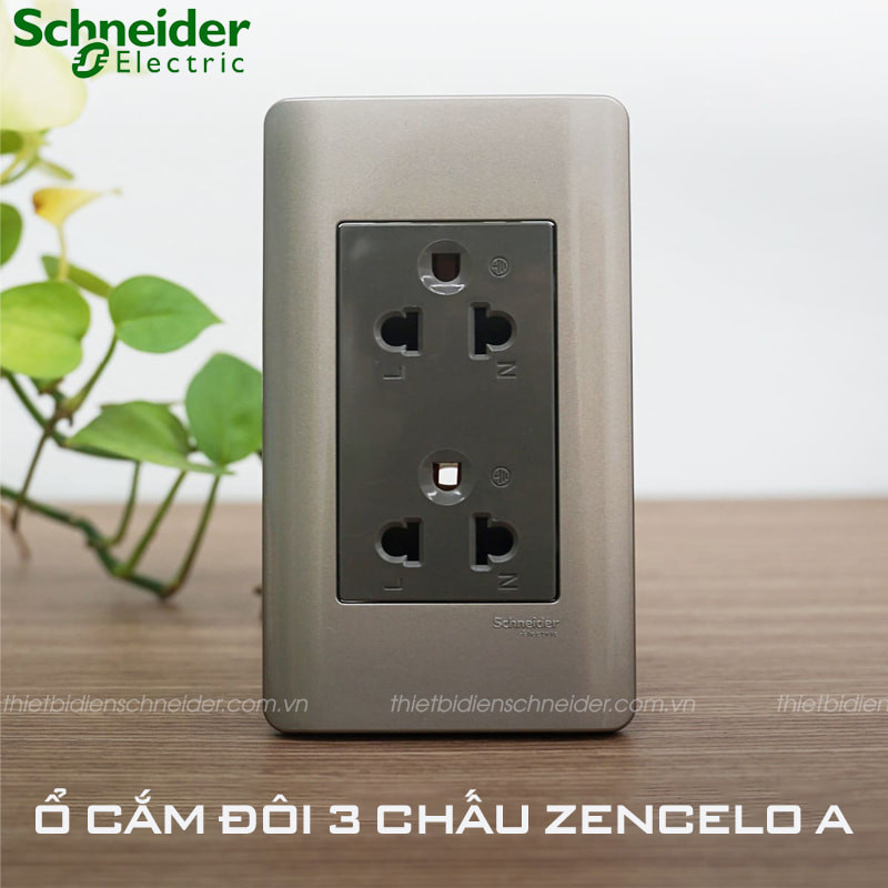 Ổ cắm điện Schneider 3 chấu dòng Zencelo A sang trọng