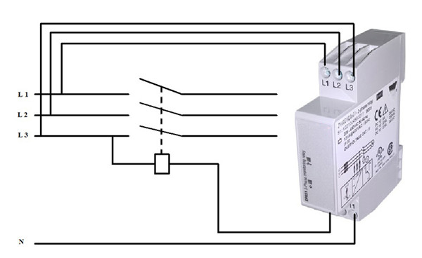 Sơ đồ mạch điện minh họa cách đấu nối relay bảo vệ mất pha với contactor trong hệ thống điện 3 pha để đảm bảo an toàn và tự động ngắt khi xảy ra sự cố