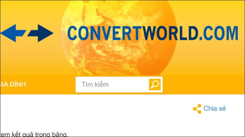 Giao diện website Convertworld.com để quy đổi đơn vị cường độ dòng điện