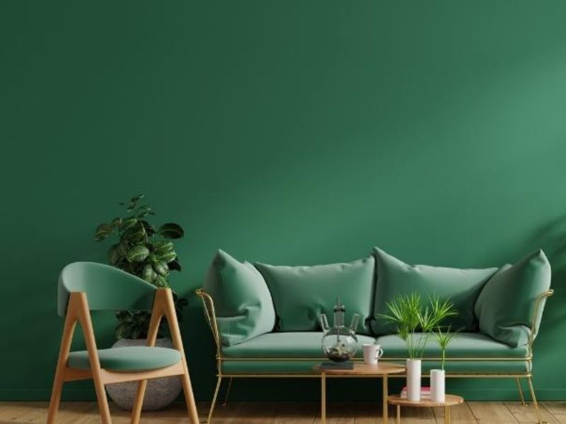 Hình ảnh màu xanh lục trong trang trí nội thất, tạo không gian thư giãn
