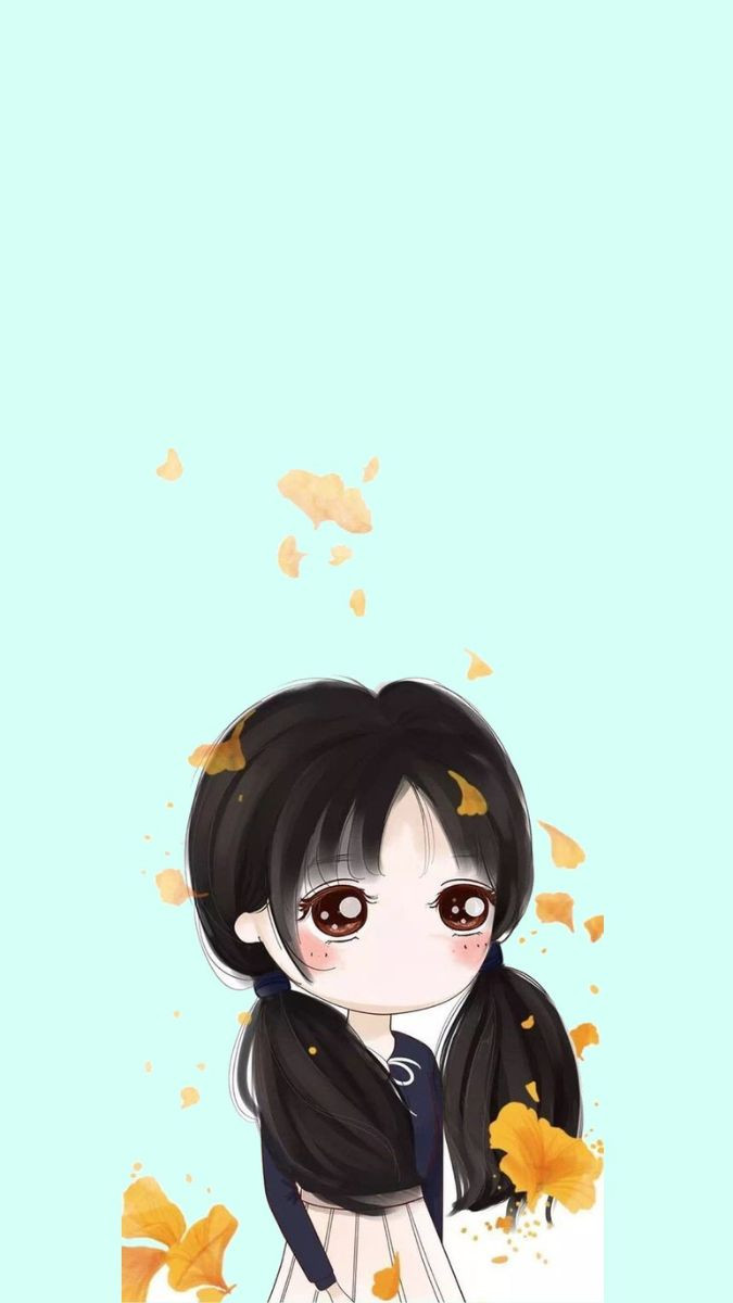Mẫu hình nền hoạt hình Chibi phong cách tối giản