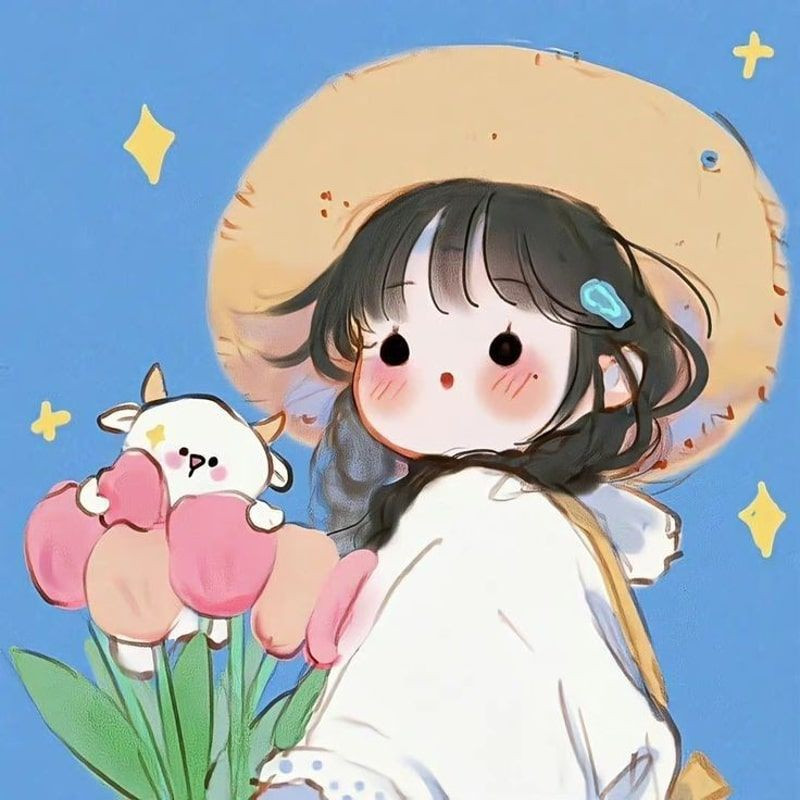 Tải Avatar ảnh hoạt hình cute cô gái và thú cưng