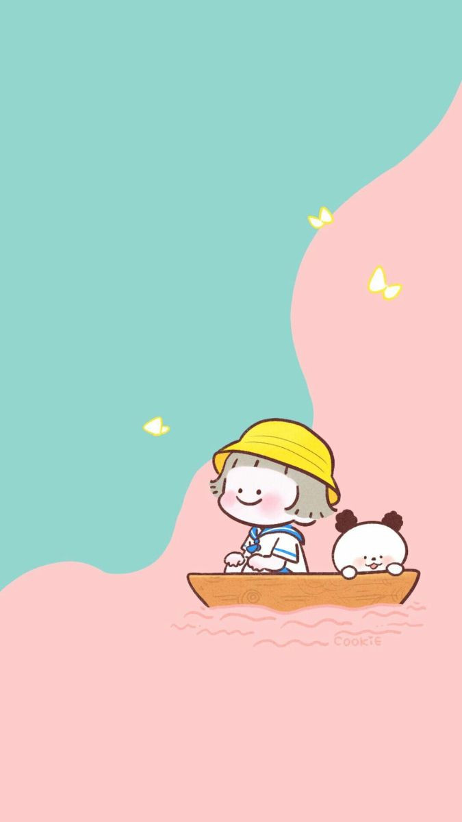 Ảnh nền hoạt hình cute cho điện thoại với cảnh hoàng hôn