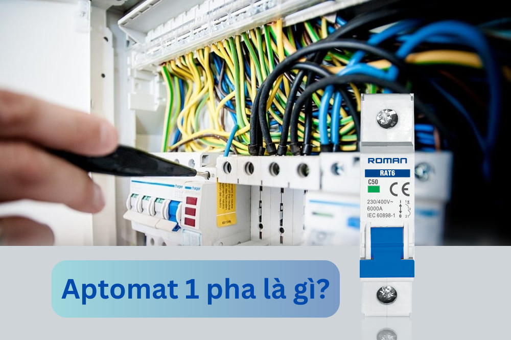 Cận cảnh aptomat 1 pha, thiết bị ngắt mạch tự động