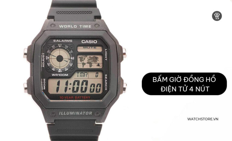 Sử dụng chức năng bấm giờ trên đồng hồ điện tử 4 nút, hiển thị thời gian đã trôi qua