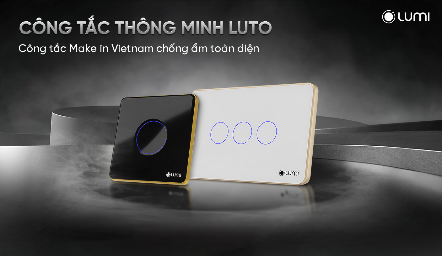 Công tắc điện thông minh LUTO với thiết kế hiện đại, chống ẩm toàn diện