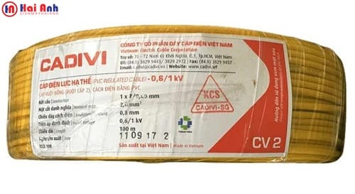 Dây điện đơn Cadivi 2.0mm2 với lõi đồng và vỏ PVC màu xanh