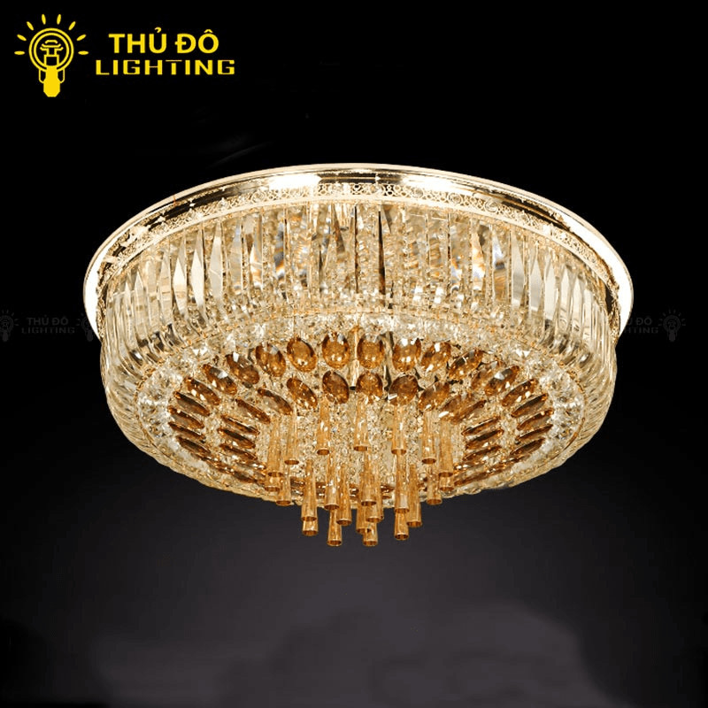 Đèn mâm ốp trần pha lê tròn 1101-800 với thiết kế sang trọng, làm điểm nhấn cho không gian